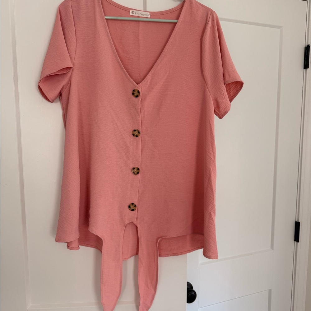 NWOT Light Pink Button Tie Front Maternity Top